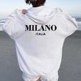 Milano Italia Retro Preppy Italy Girls Milan Souvenir Women Oversized Hoodie Back Print White
