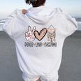 Peace Love Macrame Lover Boho Wall Hanging Bohemian Women Oversized Hoodie Back Print White