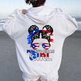 Puerto Rico Flag Messy Puerto Rican Girls Souvenirs Women Oversized Hoodie Back Print White