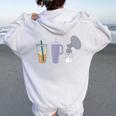 Pumping Mama Trio Breastfeeding Postpartum Nursing New Mom Women Oversized Hoodie Back Print White