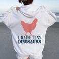I Raise Tiny Dinosaurs Vintage Retro Chicken Silhouette Women Oversized Hoodie Back Print White