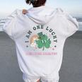 Retro Lucky Behavior Analyst St Patrick's Day Rainbow Bcba Women Oversized Hoodie Back Print White