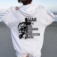 Retro Man Of God Husband Dad Protector Hero Dad Christian Women Oversized Hoodie Back Print White