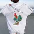Retro Oo-De-Lally Singing Rooster Vintage Guitar Chicken Women Oversized Hoodie Back Print White