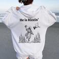 He Is Rizzin Basketball Retro Christian Religious Women Oversized Hoodie Back Print White