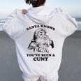Santa Knows You've Been A Cunt Retro Christmas Xmas Women Oversized Hoodie Back Print White