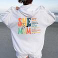 She Is Mom Christian Bible Verse Religious Mother's Day Women Oversized Hoodie Back Print White