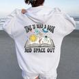 Space Book Teacher Time To Read A Book And Space Out Women Oversized Hoodie Back Print White