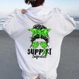 Support Squad Messy Bun Green Ribbon Mental Health Awareness Women Oversized Hoodie Back Print White