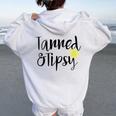 Tanned And Tipsy Summer Party Saying Humor Women Oversized Hoodie Back Print White