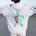 Turtle Be A Nana In A World Full Of Grandmas Women Oversized Hoodie Back Print White