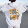 Twin Aunt Flowers Aunt Of Twins Twin Auntie Of Twins Women Oversized Hoodie Back Print White