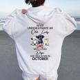 Never Underestimate An Old Lady Who Loves Dogs October Women Oversized Hoodie Back Print White