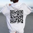 Unique Qr-Code With Humorous Hidden Message Women Oversized Hoodie Back Print White