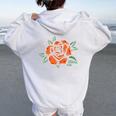 Vintage Tattoo Rose Flower Youth Women Oversized Hoodie Back Print White