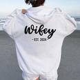 Wife Est 2024 Just Married Honeymoon Husband Wedding Couple Women Oversized Hoodie Back Print White
