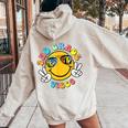 2Nd Grade School Field Trip Vibes Groovy Field Day 2024 Women Oversized Hoodie Back Print Sand