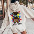African Black Autism Mom Afro Mother Autism Awareness Women Oversized Hoodie Back Print Sand