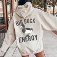 Big Duck Energy Retro Vintage Style Duck Meme Women Oversized Hoodie Back Print Sand