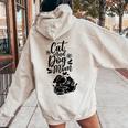 Cat And Dog Mom Dogs Lover Cats Mother Mommy Mama Mother's Women Oversized Hoodie Back Print Sand