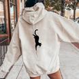 Cat Silhouette For Cat And Animal Lovers Cats Mom And Dad Women Oversized Hoodie Back Print Sand