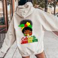 Celebrate Junenth Black Messy Bun 1865 Emancipation Women Oversized Hoodie Back Print Sand