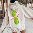 Coquette Bows With Pickle Cute Coquette Girl Pickle Lover Women Oversized Hoodie Back Print Sand