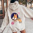 Demigirl Corgi In Space Trans Pride Women Oversized Hoodie Back Print Sand