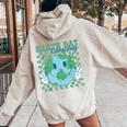 Earth Day Everyday Teacher Mother Earth Planet Anniversary Women Oversized Hoodie Back Print Sand