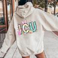 Easter Icu Nurse Bunny Spring Intensive Care Unit Nurse Women Oversized Hoodie Back Print Sand