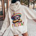 Let's Fiesta Sloth Cinco De Mayo Fiesta Mexican Women Oversized Hoodie Back Print Sand