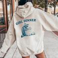 Trash Panda Girl Dinner Raccoon Women Oversized Hoodie Back Print Sand