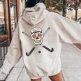 Girls High School Field Hockey Flower Sugar Skull Women Oversized Hoodie Back Print Sand