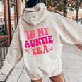 Groovy In My Auntie Era Baby Announcement Aunt Mother's Day Women Oversized Hoodie Back Print Sand