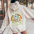 Groovy Earth Day Be Kind To Our Planet Retro Environmental Women Oversized Hoodie Back Print Sand