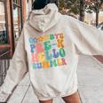 Groovy Goodbye Pre-K Hello Summer Last Day Of School Women Oversized Hoodie Back Print Sand