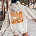 Groovy Squad Team Sped Retro Special Education Ed Teacher Women Oversized Hoodie Back Print Sand