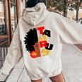 Half Face Taurus Black Queen Birthday Zodiac Curly Hair Women Oversized Hoodie Back Print Sand