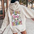 Happy Easter Groovy Bunny Face Don't Worry Be Hoppy Women Women Oversized Hoodie Back Print Sand