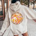 Hippie Imagine Living Life In Peace Sign Mushroom Retro 70S Women Oversized Hoodie Back Print Sand