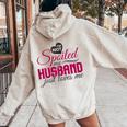 I'm Not Spoiled My Husband Just Loves Me Wife Husband Women Oversized Hoodie Back Print Sand