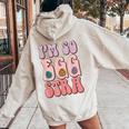 I'm So Egg-Stra Cute Bunny Egg Hunt Retro Groovy Easter Day Women Oversized Hoodie Back Print Sand