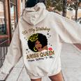 It's My Birthday Aries Queen African American Women Women Oversized Hoodie Back Print Sand