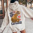 Just A Girl Who Loves Capybaras Capybara Lover Rodent Animal Women Oversized Hoodie Back Print Sand