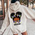 Be Kind Messy Bun Autism Awareness For Black Girls Women Oversized Hoodie Back Print Sand