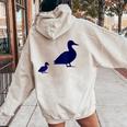 Mama Duck 1 Duckling Animal Family B Women Oversized Hoodie Back Print Sand