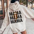 Mama Lightning Bolt Game Day Football Season Mom Women Women Oversized Hoodie Back Print Sand