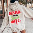 Mama Of The Sweet One Strawberry Summer First Birthday Women Oversized Hoodie Back Print Sand