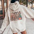 Mama Western Country Cow Skull Cowhide Mom Hippies Mama Women Oversized Hoodie Back Print Sand