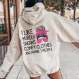 I Like Murder Shows Comfy Clothes 3 People Messy Bun Women Oversized Hoodie Back Print Sand